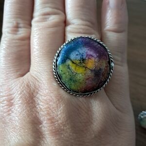Rainbow Quartz Gemstone Ring size 9